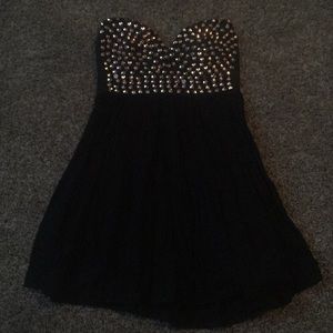 Black dress with bronze rhinestones